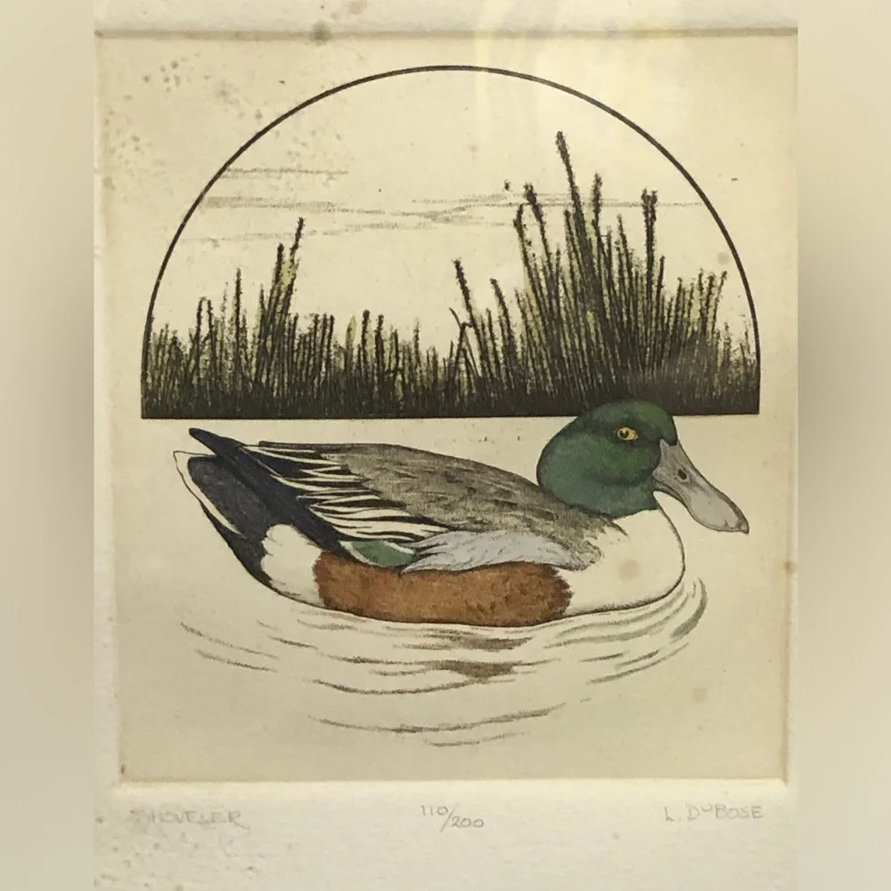 2258 Set Canvas Back /Shoveler Duck Prints by L. DuBose Signed & Numbered Framed